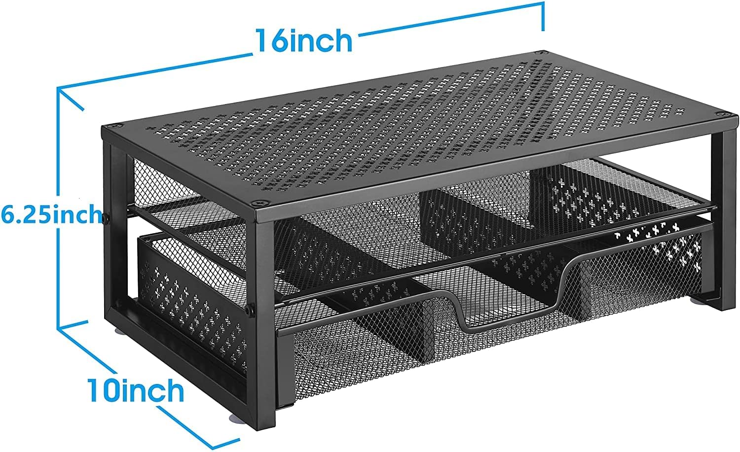 Simple Trending-Metal Monitor Stand Riser and Computer Desk Organizer with Drawer for Laptop, Computer, iMac, Black - Image 5